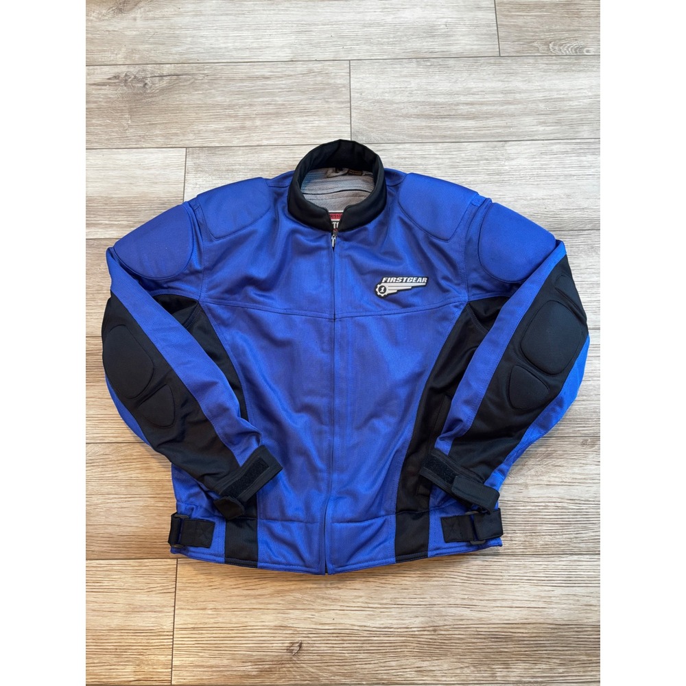 Firstgear Hypertex Motorcycle Riding Jacket Blue Black Mesh Padded Mens L